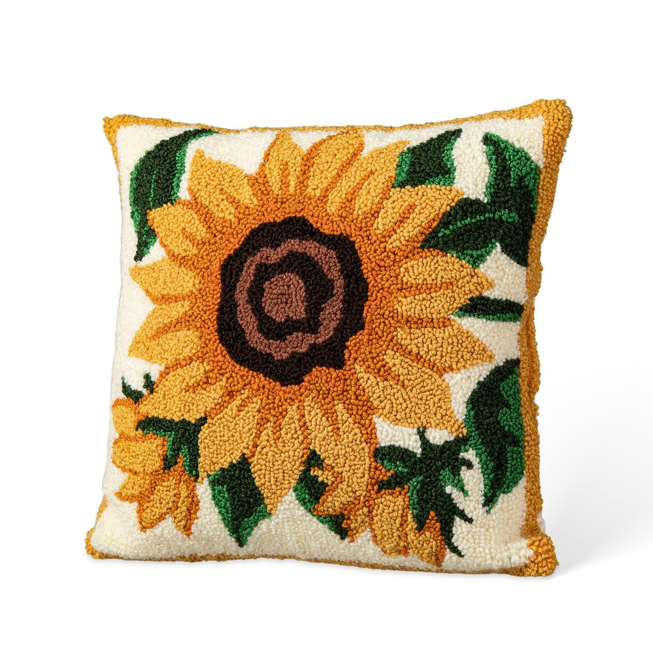 Glitzhome® 14" Fall Hooked Sunflower Pillow